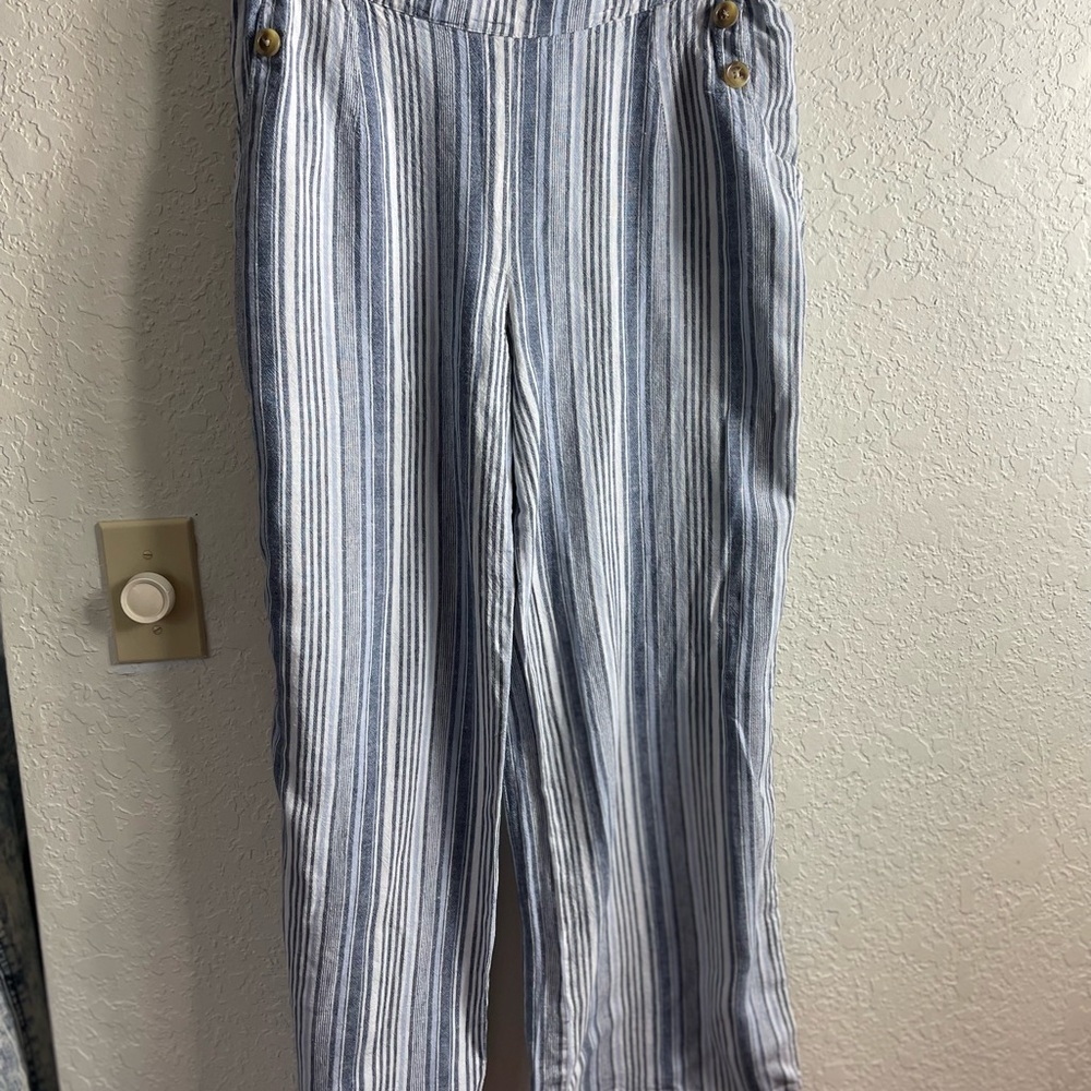Counterparts Linen/Rayon Blend Striped Pants Size 14